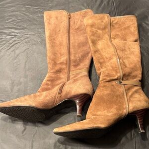 Anne Klein Brown Suede Heeled Boots